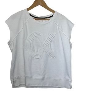 Calvin Klein Performance Logo WhiteCut Off Sweatshirt SZ L